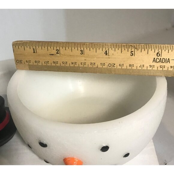 Snowman Wax Bowl with & Floating Hat Candle 6" Christmas Festive - Picture 6 of 13